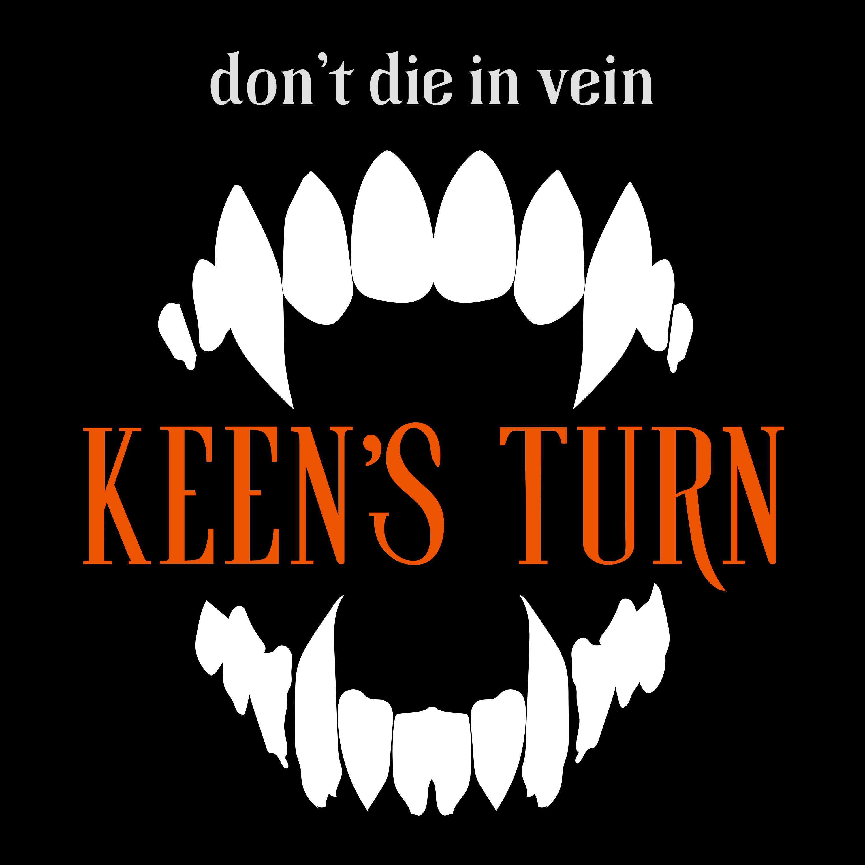 Podcast art for Star–Cross: Keen's Turn, featuring vampire fangs and subtitle "don't die in vein"